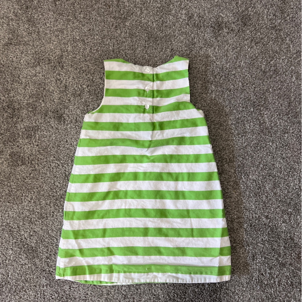 Janie and Jack dress girls 2T green white stripes sleeveless classic summer - Picture 6 of 13